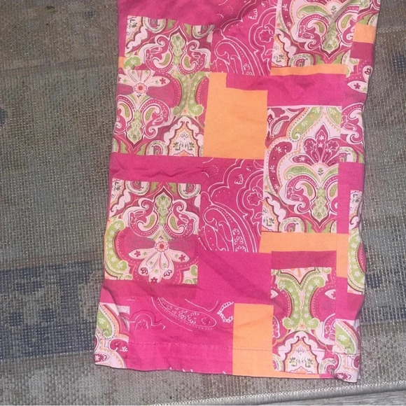 Hawaiian Tropic Vintage 80s Sz 14 Pink Patchwork Ankle Pants - Picture 12 of 15